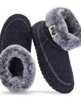 Ossa High Slipper Boot in Navy and Grey
