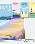 Gwithian and Godrevy Vintage Travel Poster Print
