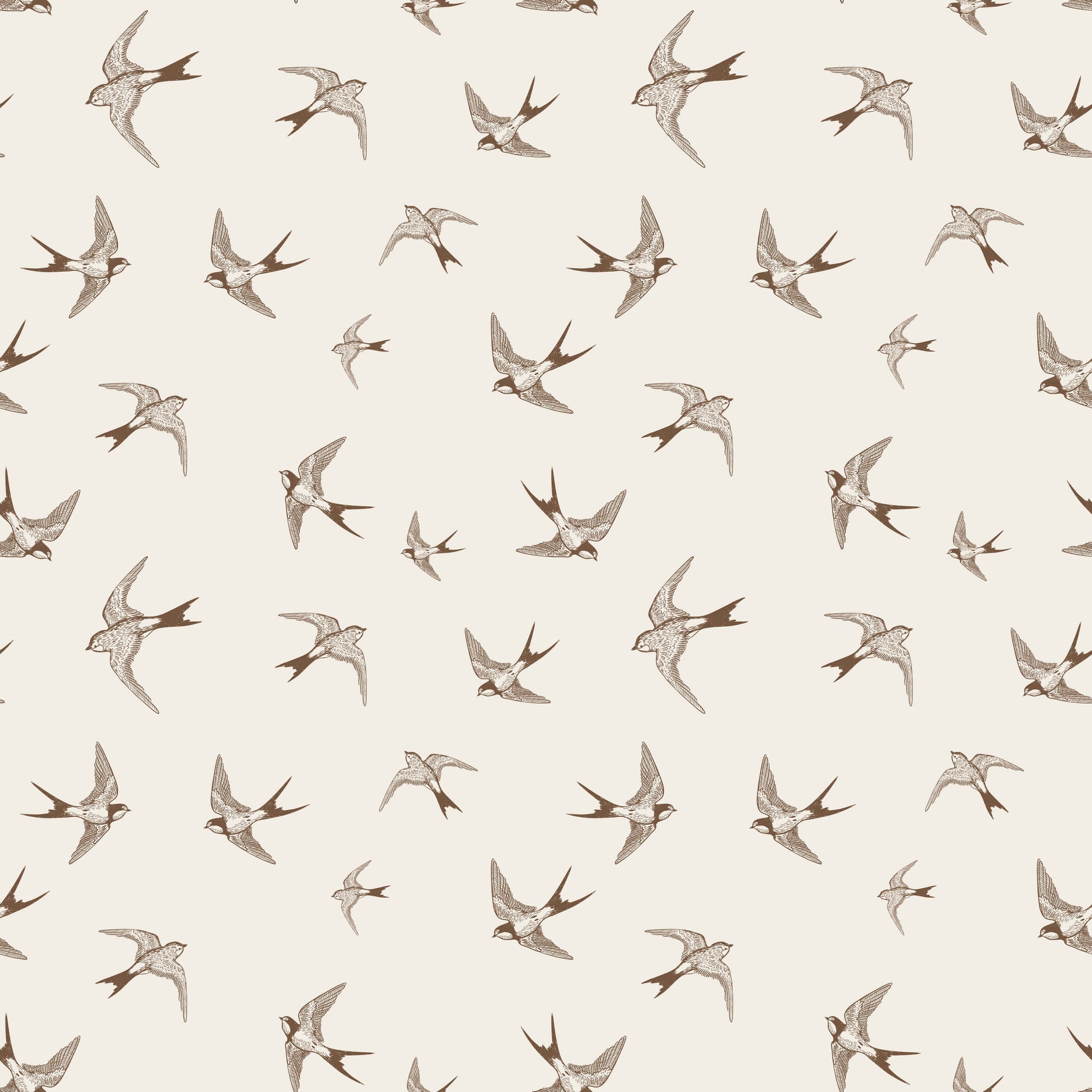 Swallow Wallpaper in Soft Brown