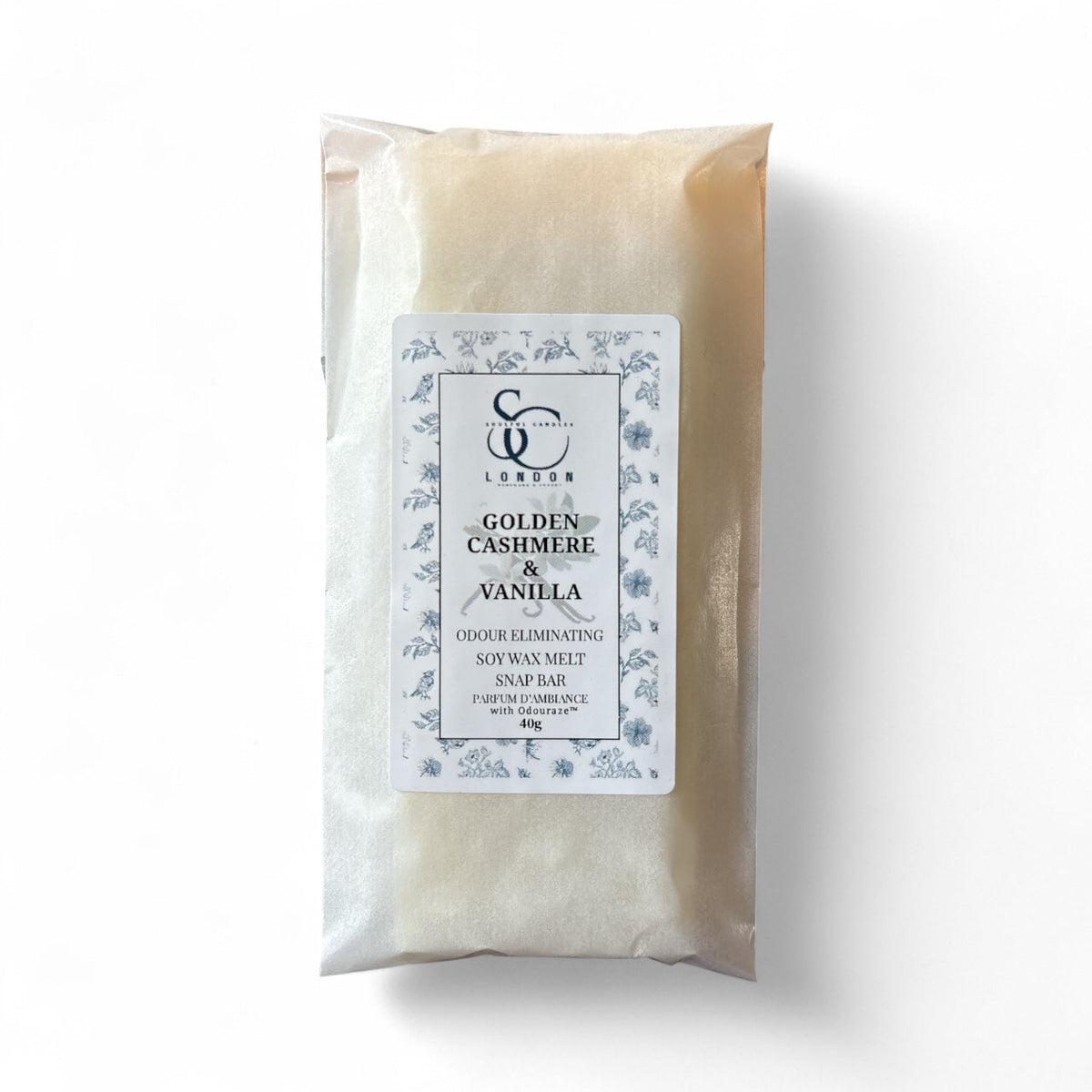 Golden Cashmere &amp; Vanilla — Odour Eliminating Wax Melt Snap Bar (40g)