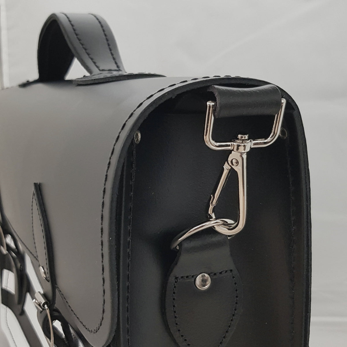 Handmade Leather Satchel - Gothic Striped White &amp; Black