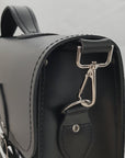 Handmade Leather Satchel - Gothic Striped White & Black