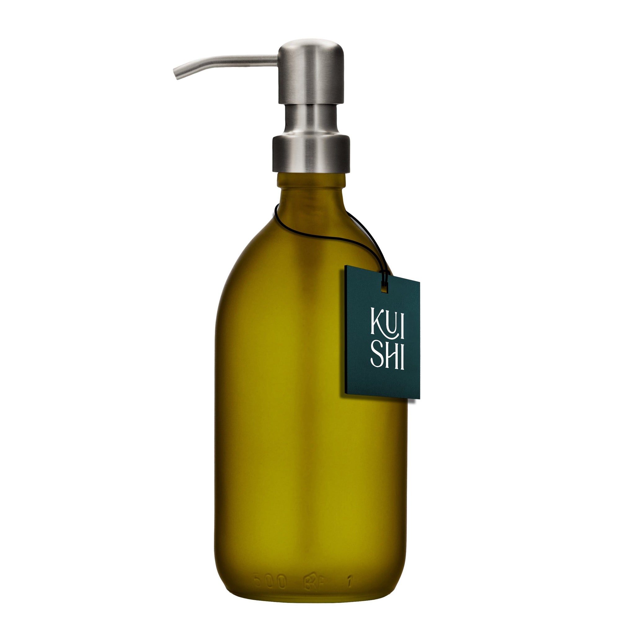 Green Glass Soap Dispenser with Stainless Steel Pump