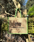 Reusable Hessian Shopping Bag with Flat Base – Durable Eco Tote (40x35x18cm) - Green
