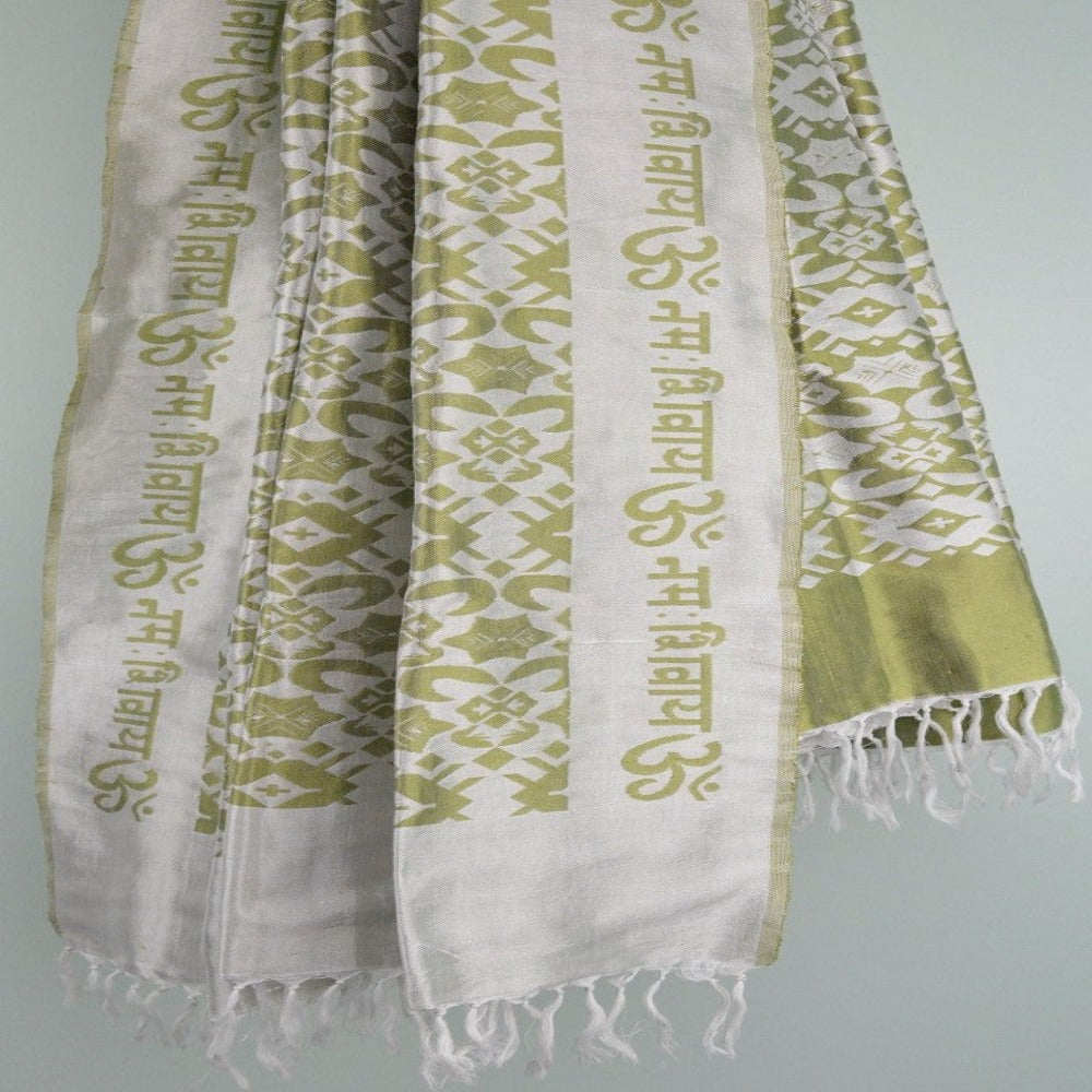 OM Namah Shivay Handwoven Silk Shawl-3