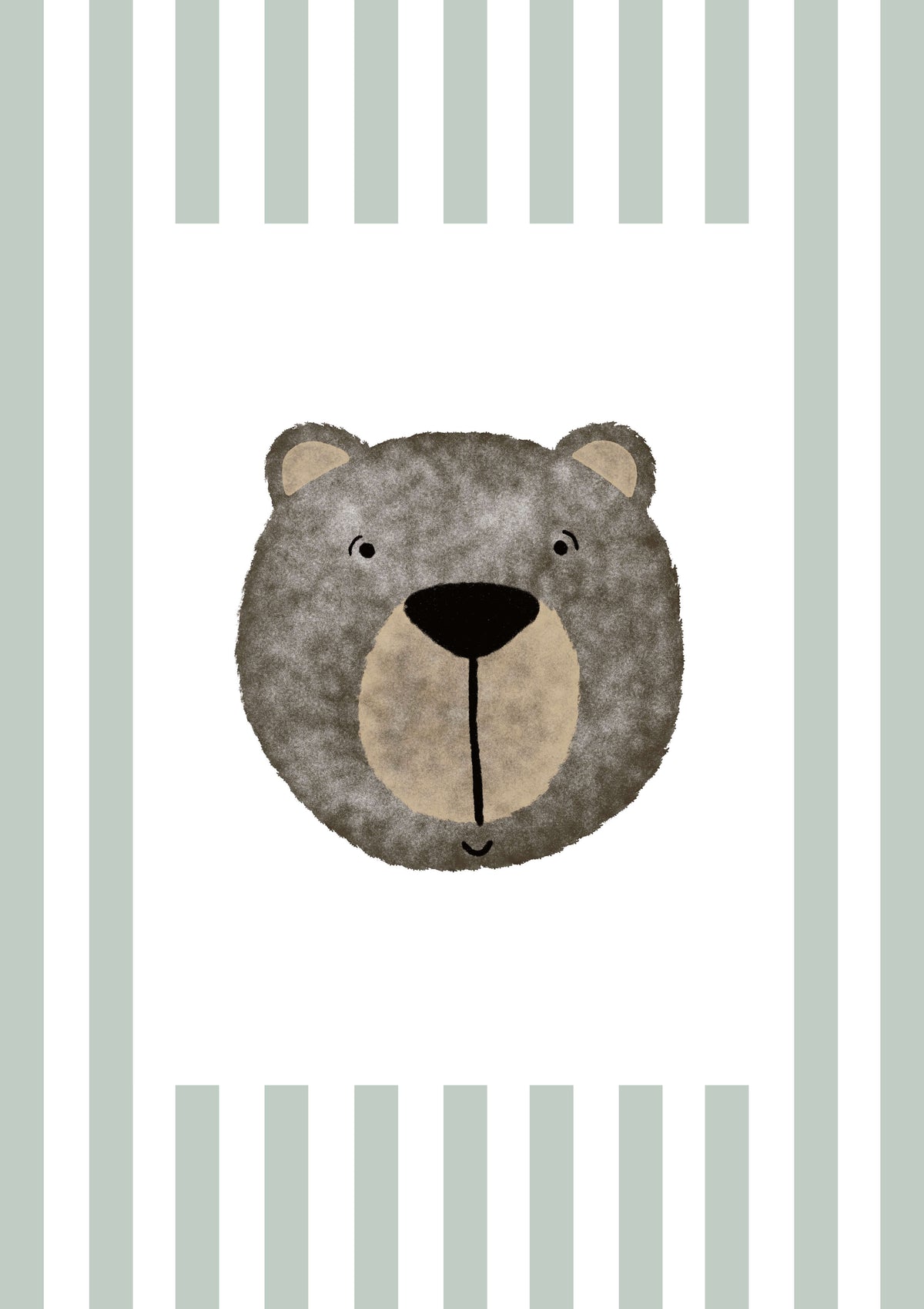 Bear Print - Green Stripes