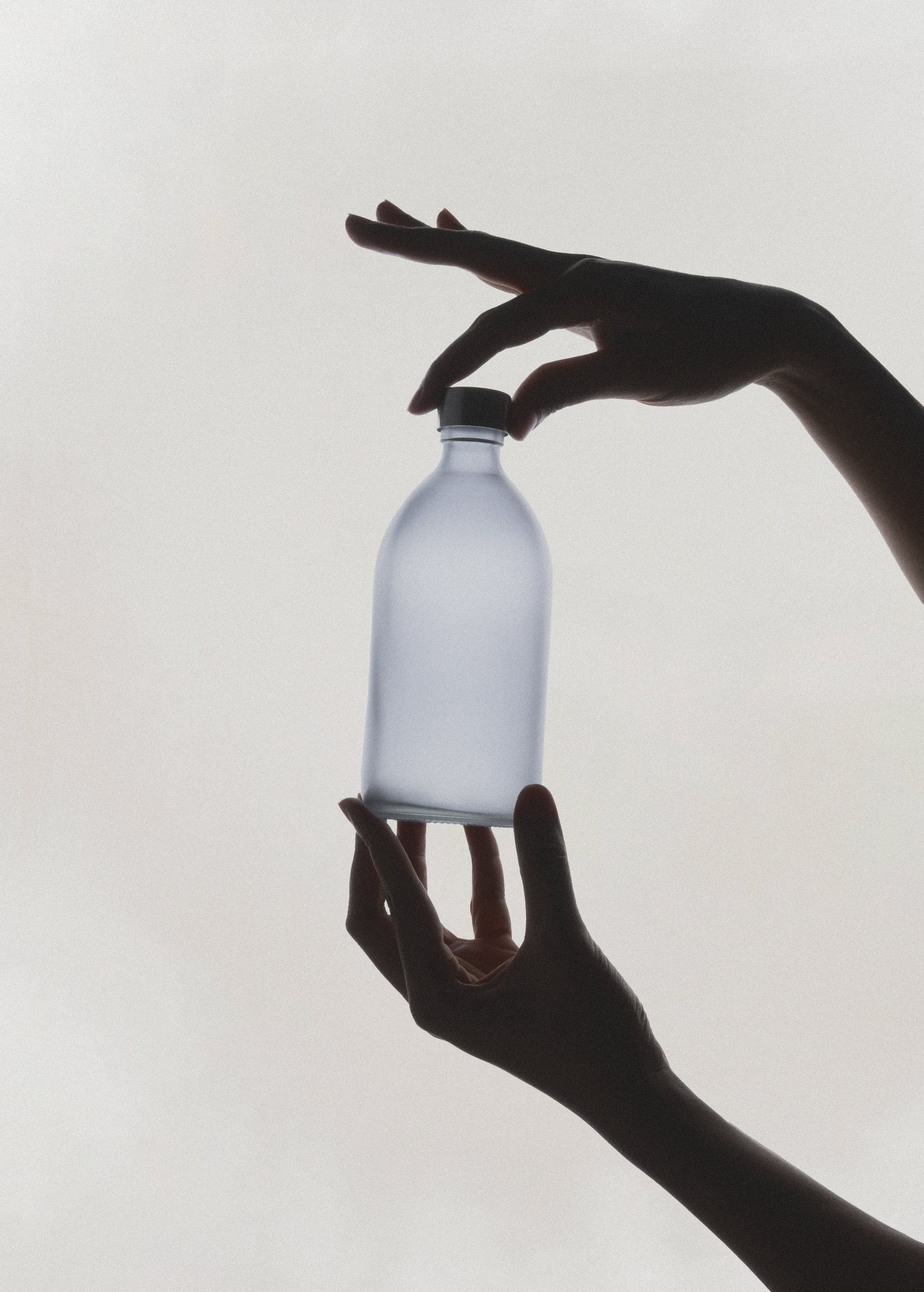 Frosted Grey Glass Bottle with Metal Cap