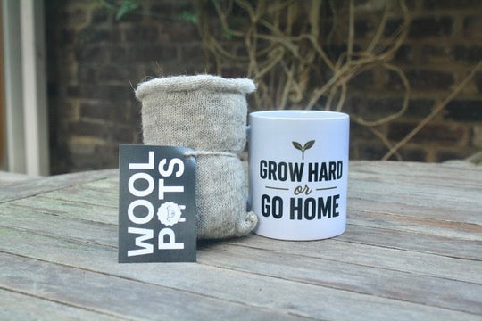 Grow Hard or Go Home - Mug and 10 Wool Pots