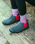 Brumby Women's Slipper Boot in Charcoal and Red