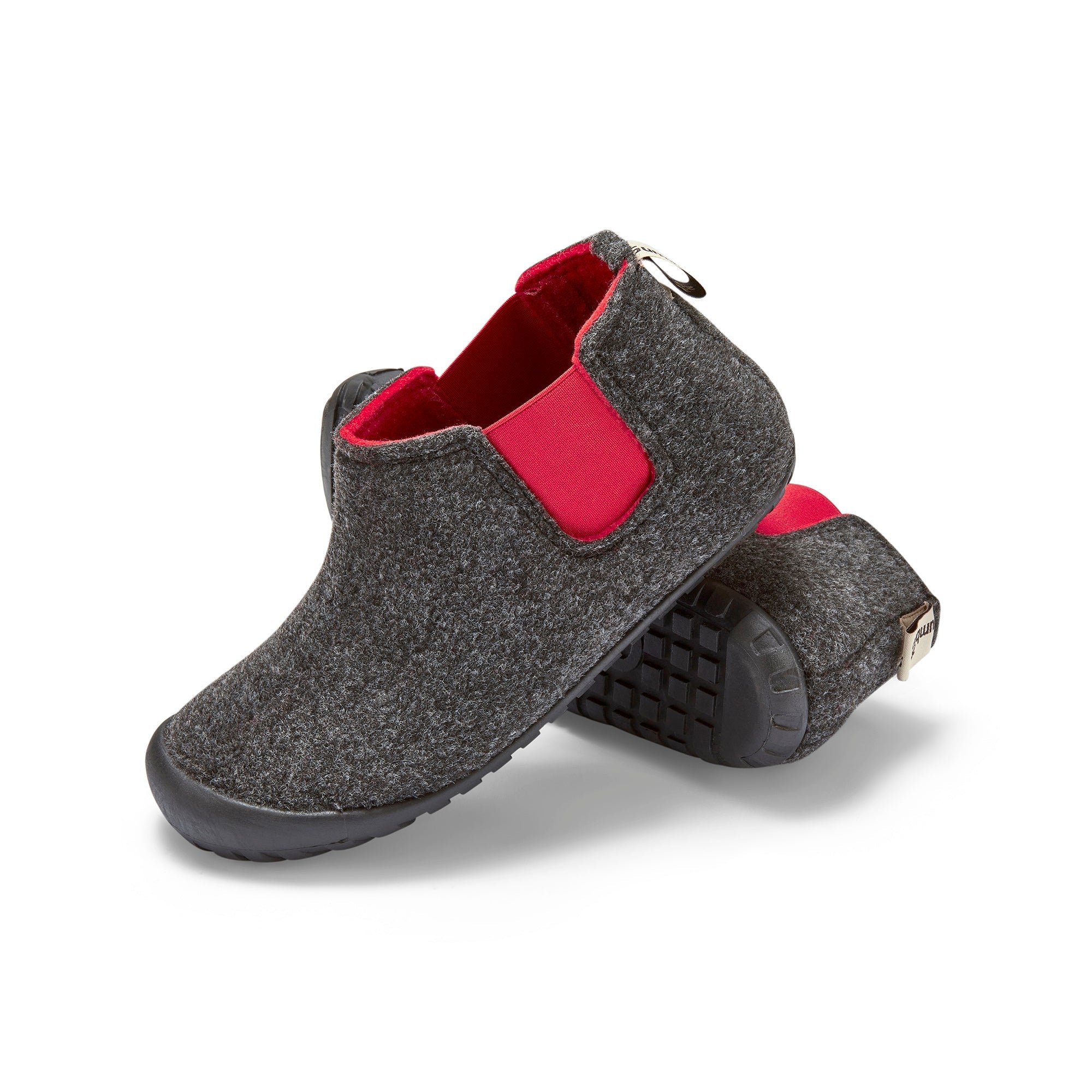 Men's Slipper Boot in Charcoal and Red