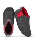 Men's Slipper Boot in Charcoal and Red
