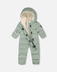 One Piece Baby Cloud Compressible Snowsuit for Car Seat in Sage Green