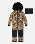 One Piece Play Snowsuit in Beige Leopard
