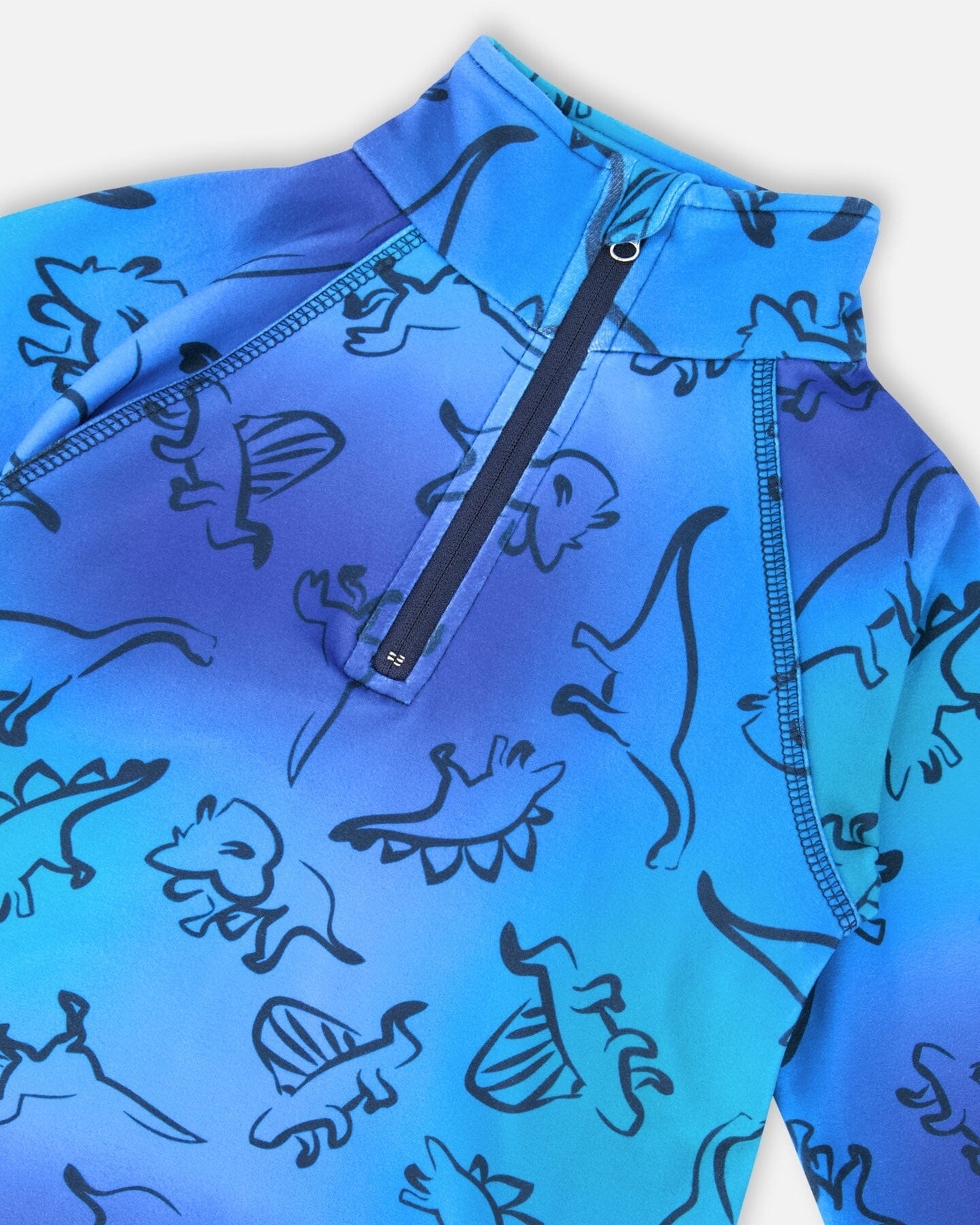 Two Piece Thermal Underwear Set Blue Gradient Dinosaur Print