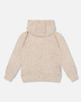 Glittering Beige French Terry Hoodie with Heart Applique