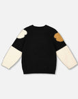 Black Knitted Sweater with Bear Intarsia