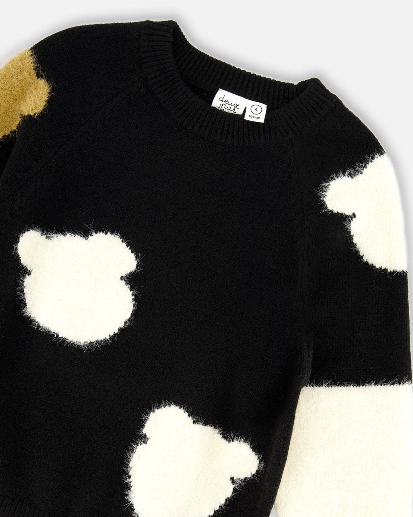 Black Knitted Sweater with Bear Intarsia