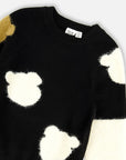 Black Knitted Sweater with Bear Intarsia