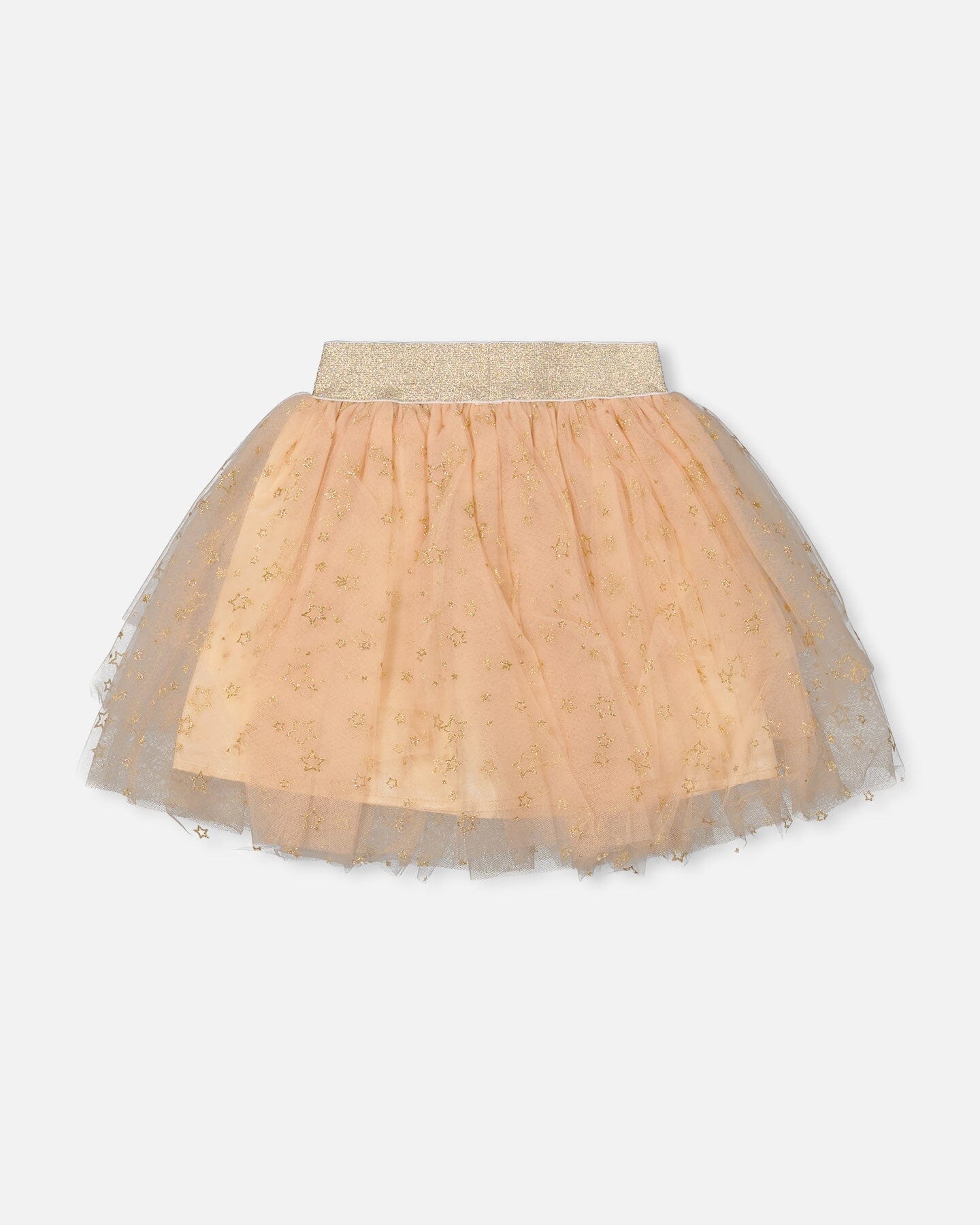 Multi Layer Glittering Mesh Skirt Beige-1