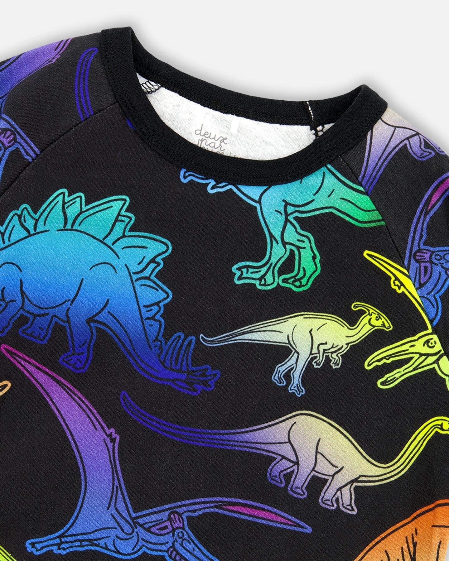 Two Piece Organic Cotton Pajama Set Black Dinosaur Print