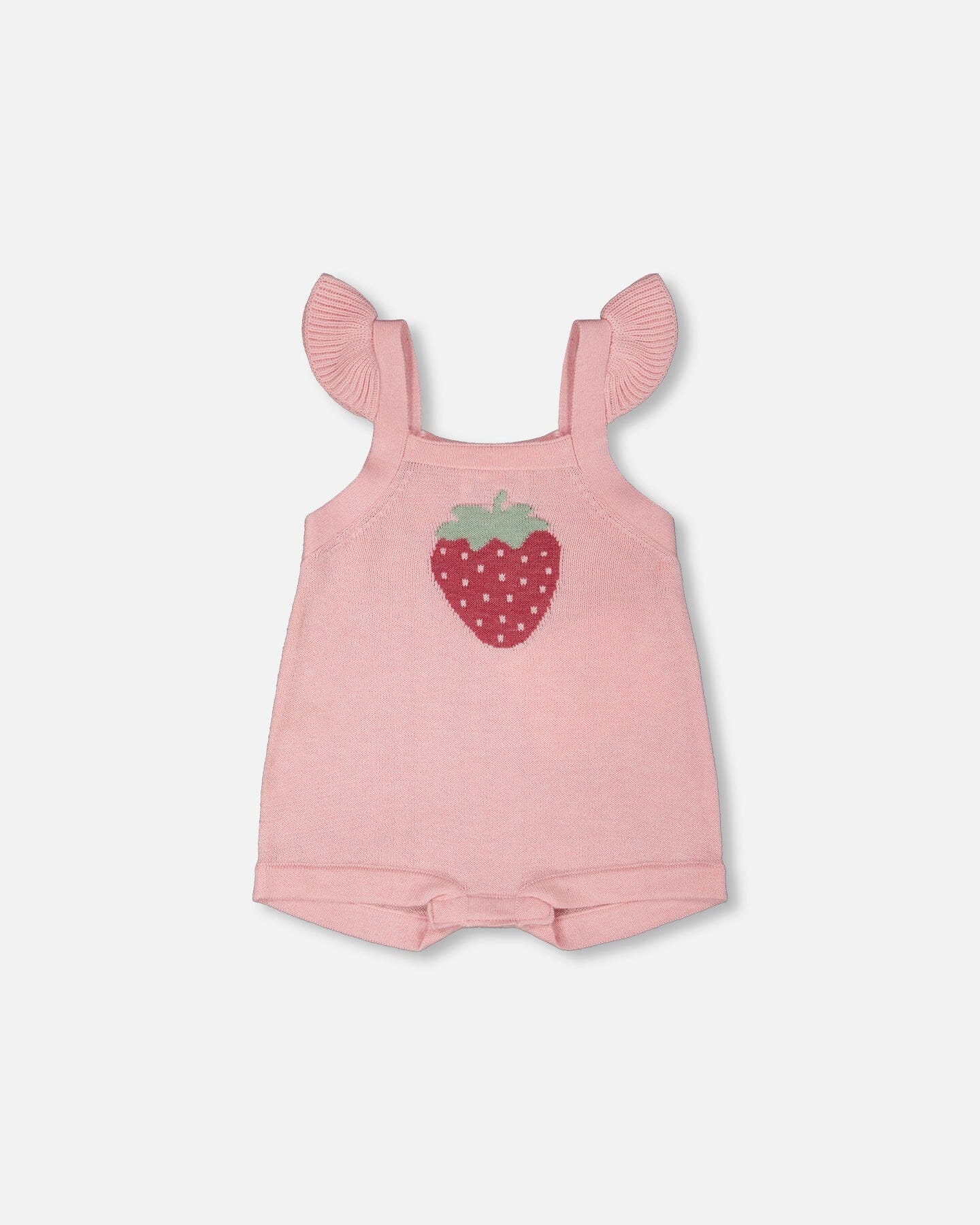 Knit Strawberry Romper Light Pink-0