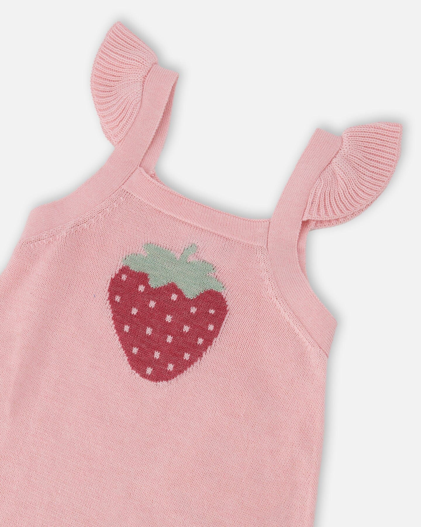Knit Strawberry Romper Light Pink-3