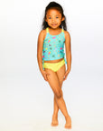Two-Piece Swimsuit Green Beach Print