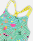 Two-Piece Swimsuit Green Beach Print