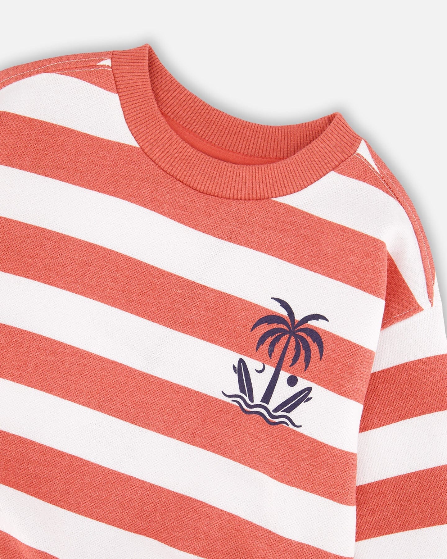 French Terry Sweatshirt in Brick and White Stripes
