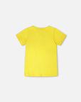 Organic Cotton Jersey T-Shirt With Gamer Print Yellow