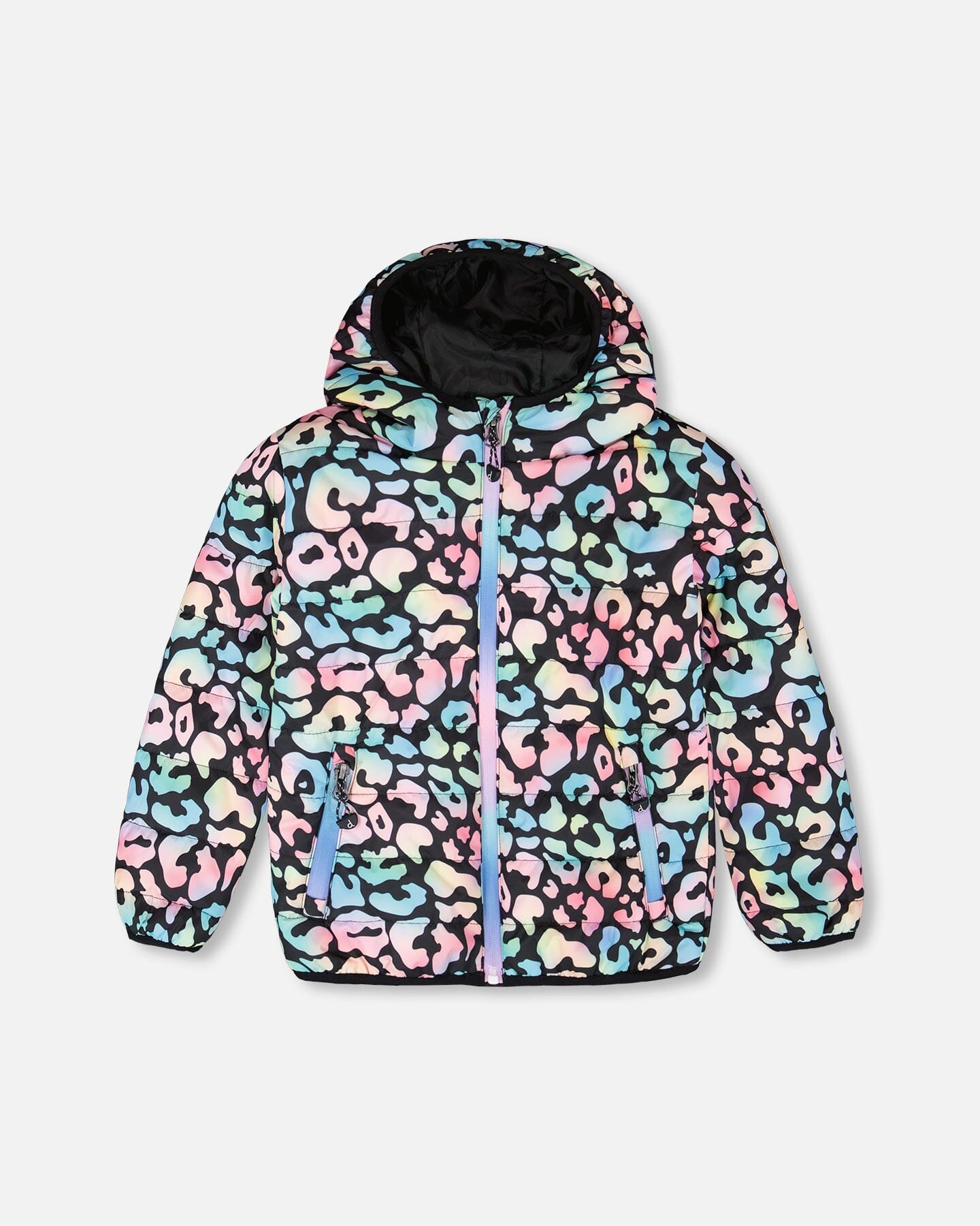 Quilted Mid-Season Jacket Black Animal Print-0
