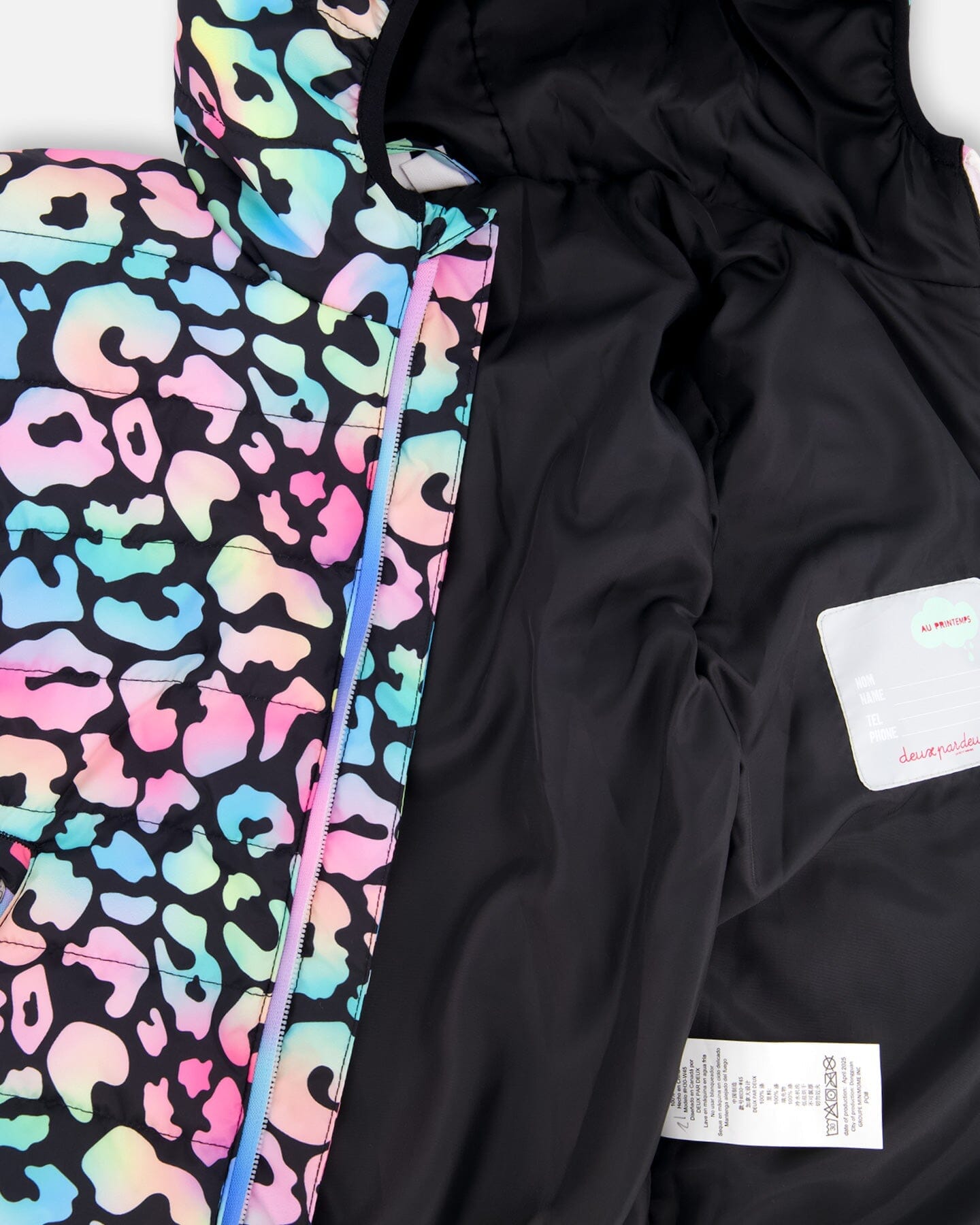 Quilted Mid-Season Jacket Black Animal Print-4