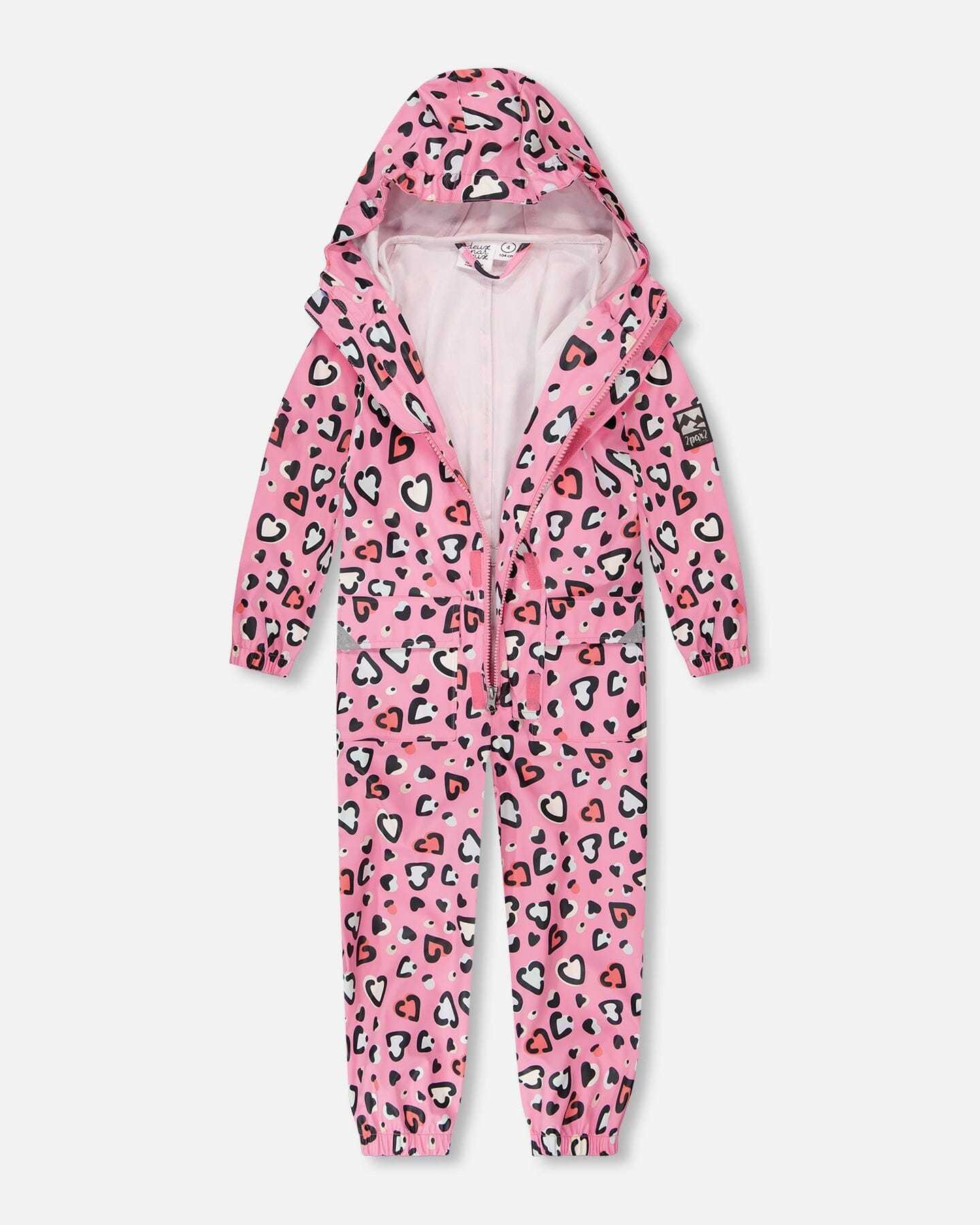 Pink rain jumpsuit with color-changing hearts print-2