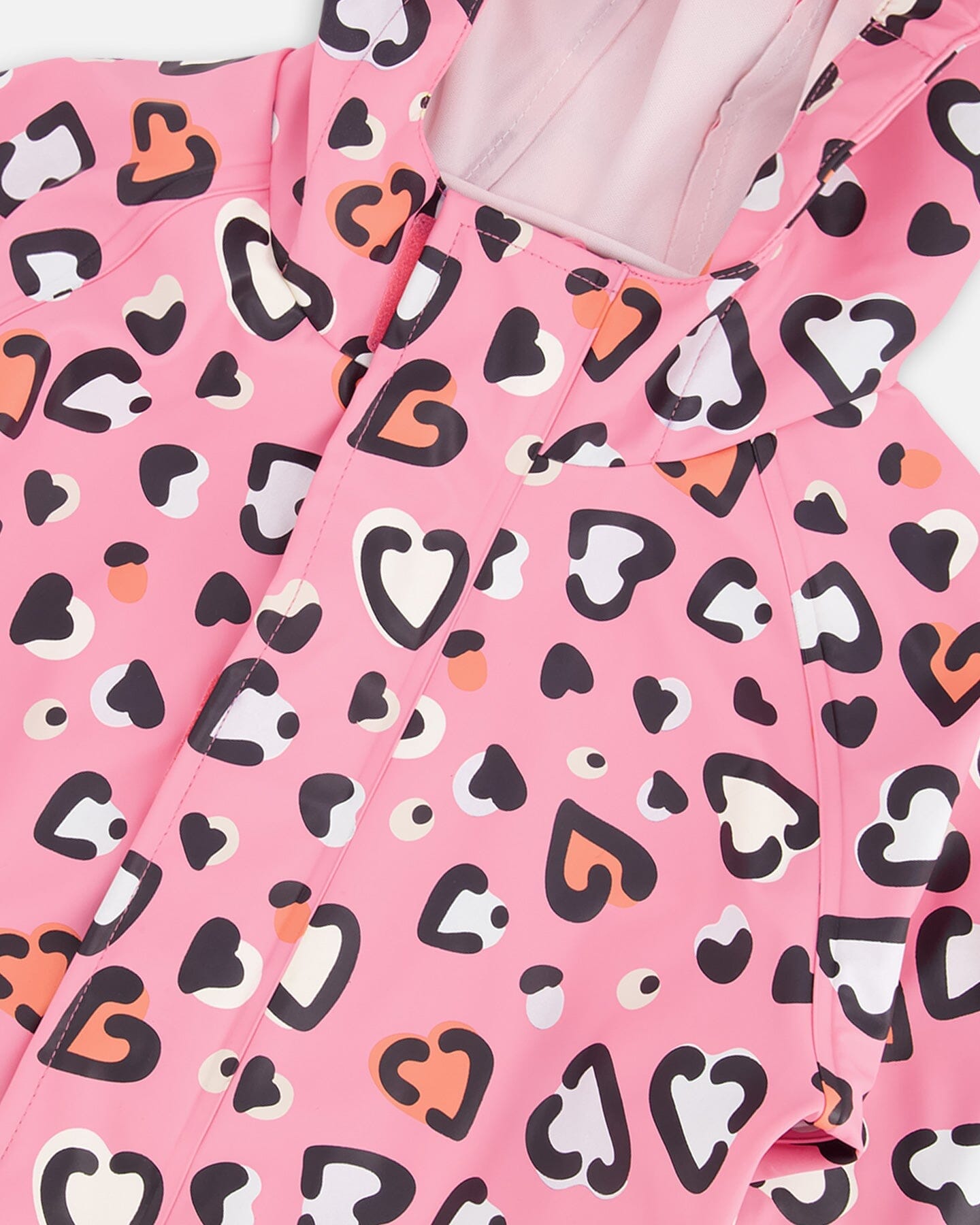 Pink rain jumpsuit with color-changing hearts print-4