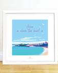 Home is Where the Heart Is Seaside Quote Art Print 40 x 40 cm