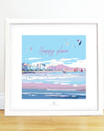 Happy Place Seaside Quote Art Print 40 x 40 cm