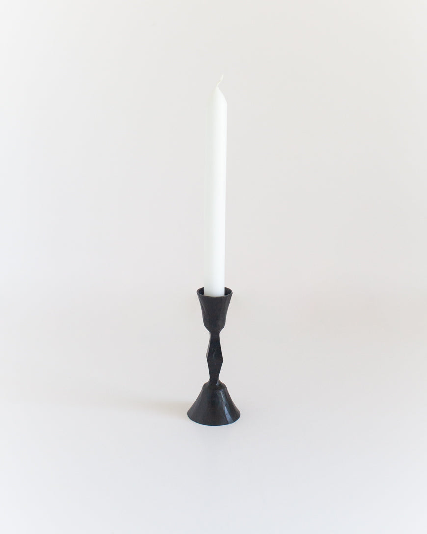 Low Diamond Hand Forged Iron Candle Stand