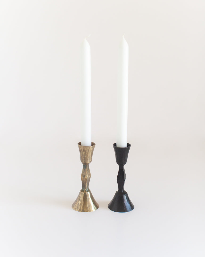 Low Diamond Hand Forged Iron Candle Stand