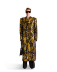 Hand Embroidered Peak Lapel Double Breasted Long Coat