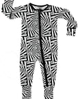 High Contrast Print Bamboo Zip Onesie - Soft & Stretchy for Baby Comfort & Development by NIXX BABY at brixbailey.com