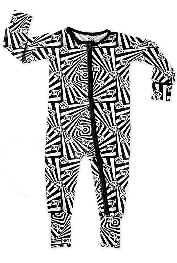 High Contrast Print Bamboo Zip Onesie - Soft & Stretchy for Baby Comfort & Development by NIXX BABY at brixbailey.com