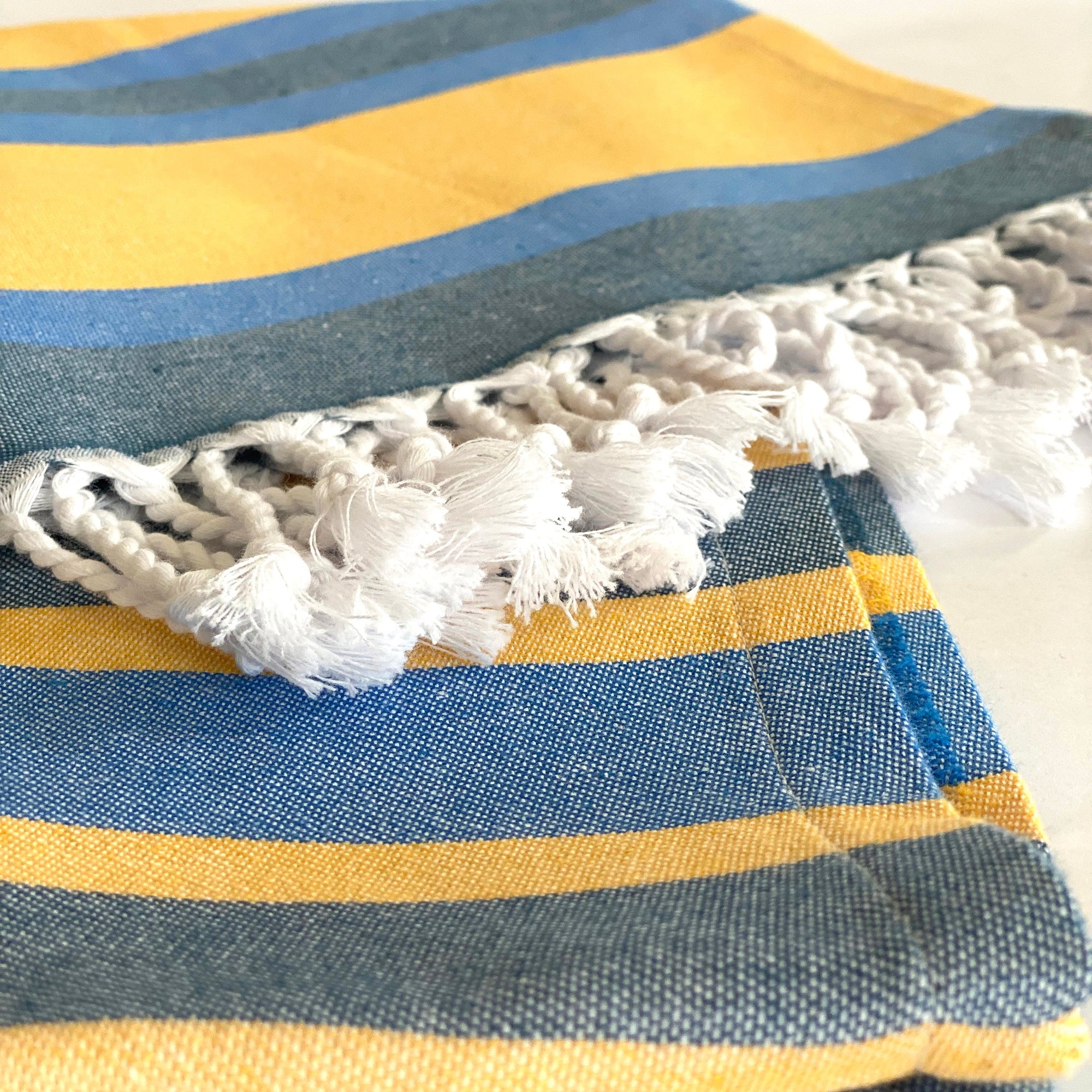 Samara Striped Blue &amp; Yellow Turkish Towel-2