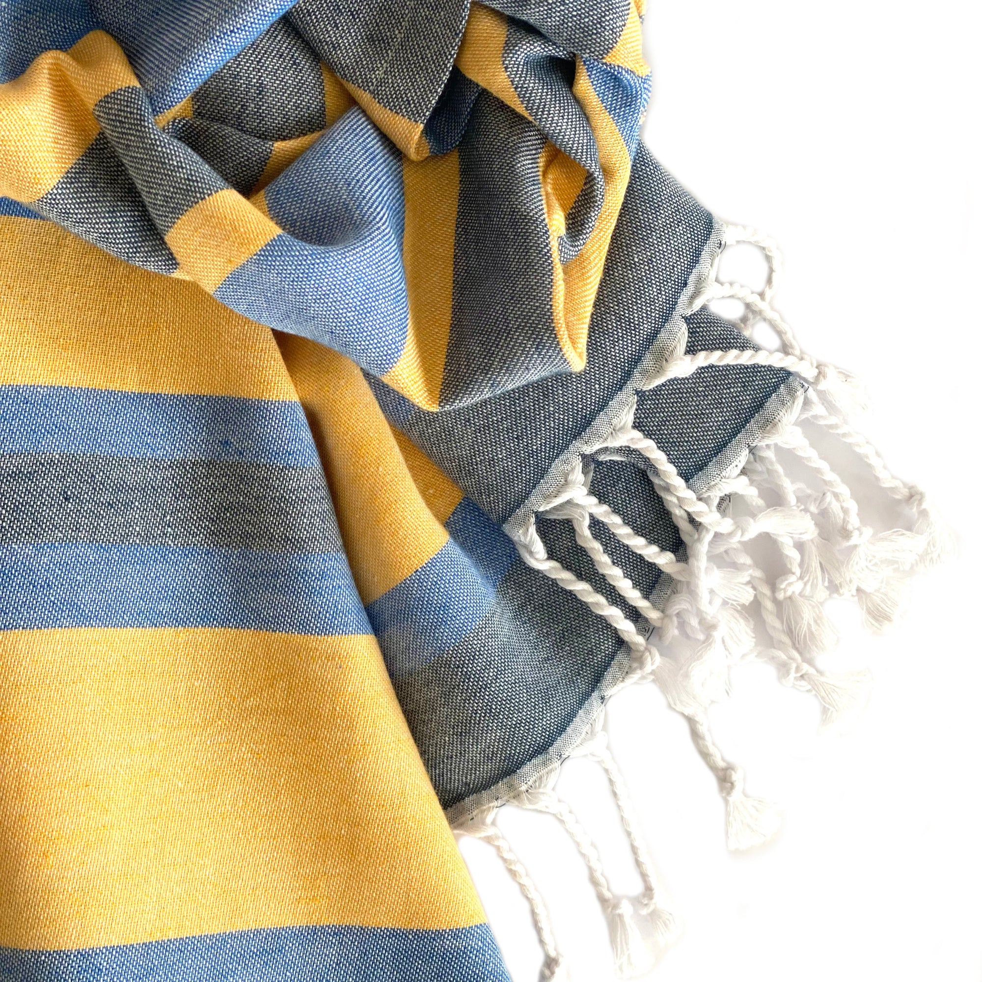 Samara Striped Blue &amp; Yellow Turkish Towel-3