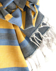 Samara Striped Blue & Yellow Turkish Towel-3