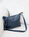 Dark Blue Leather Shoulder Bag