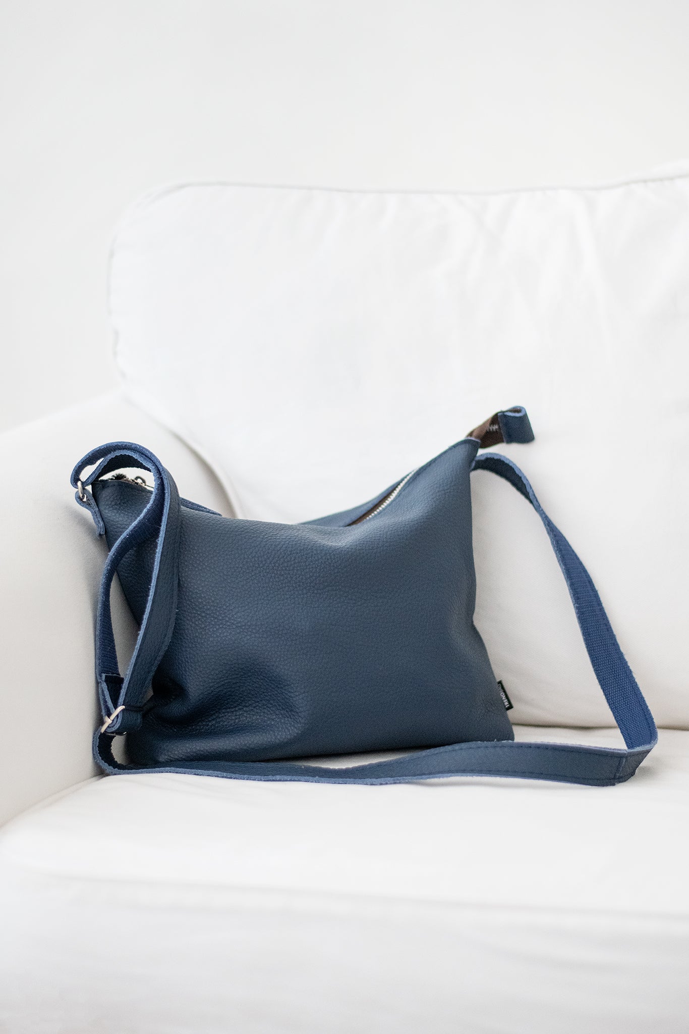 Dark Blue Leather Shoulder Bag