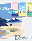 Holywell Bay Seaside Travel Poster Print