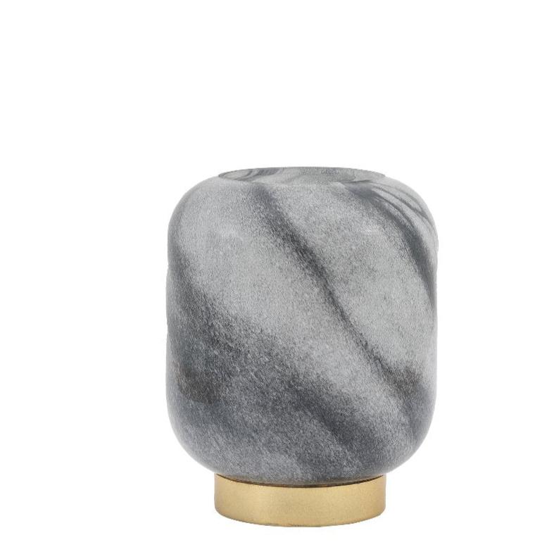 Luxury amber cordless lamp with black marble glass shade and gold metal base, battery-powered ambient lighting for home decor by Ella James at brixbailey.com