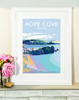 Hope Cove Vintage Seaside Travel Poster Print