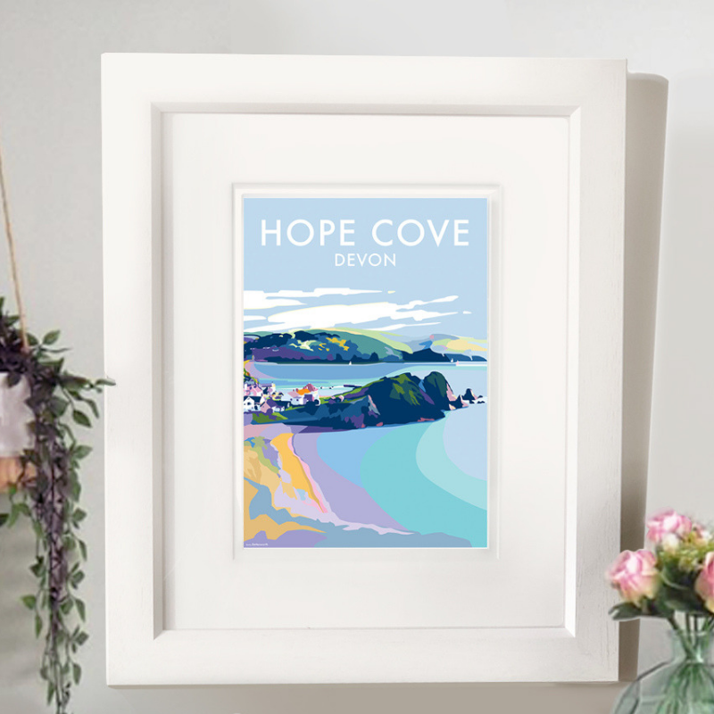 Hope Cove Vintage Seaside Travel Poster Print